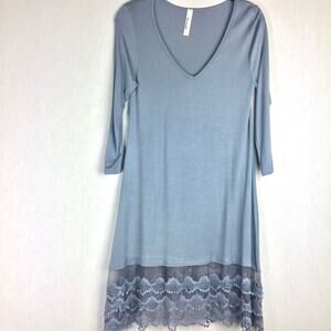 Emerald Lace Hem V-Neck T-Shirt Dress Size Small